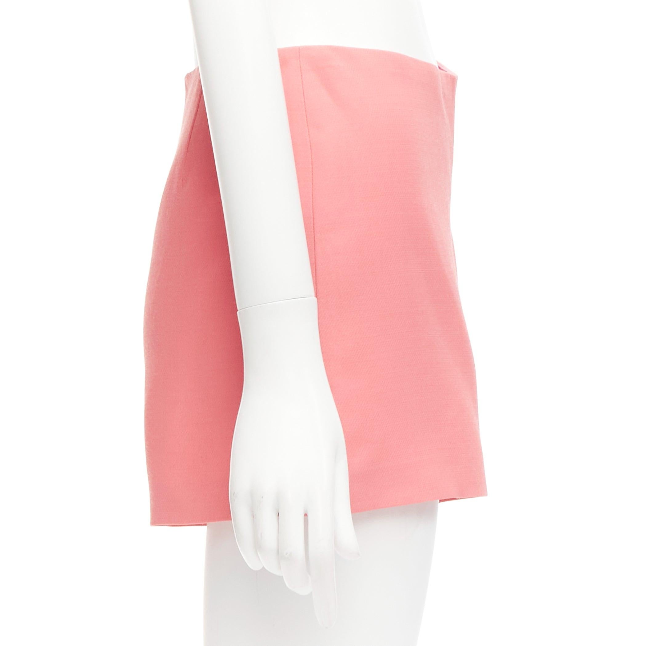 VALENTINO rose pink virgin wool silk high waist minimal wide shorts IT38 XS For Sale 1