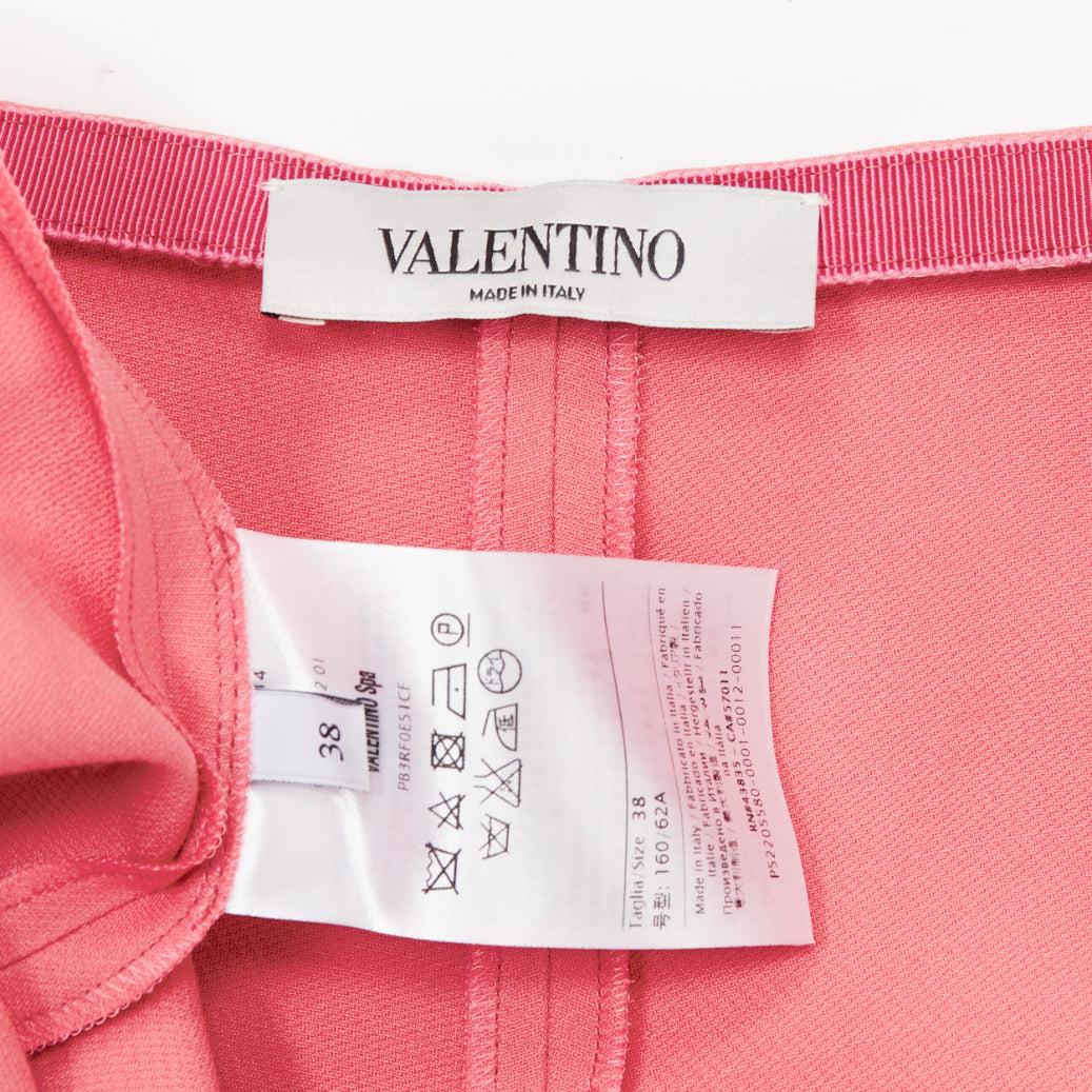 VALENTINO rosa lana virgen seda cintura alta pantalón corto mínimo ancho IT38 XS en venta 4