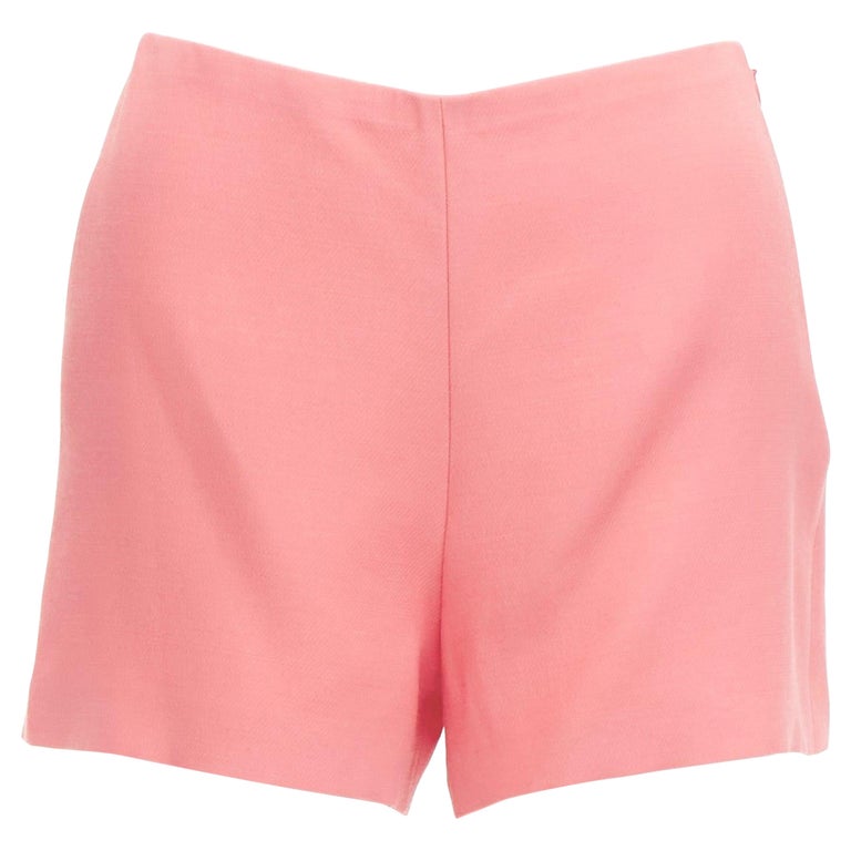 Valentino rosa, lana vergine, seta, vita alta, pantaloncini larghi