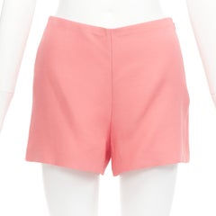 VALENTINO rose pink virgin wool silk high waist minimal wide shorts IT38 XS