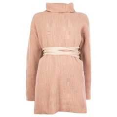 VALENTINO rose pink wool cashmere BELTED TURTLENECK Sweater L