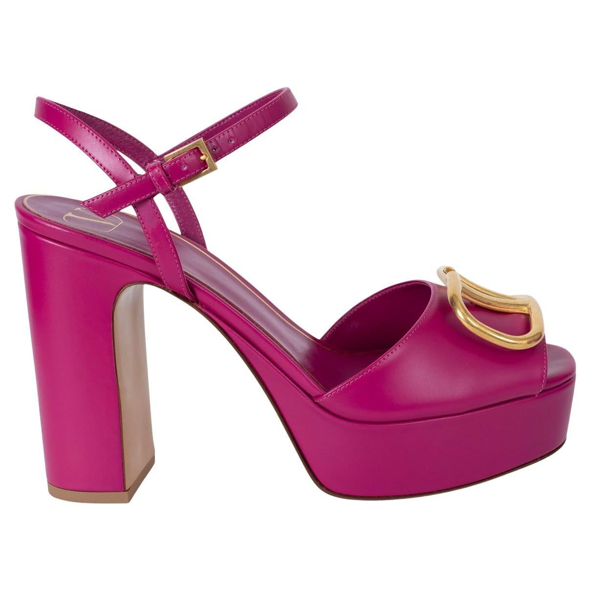 VALENTINO Rosa Violeta cuero 2022 VLOGO Sandalias Plataforma Zapatos 37 en venta