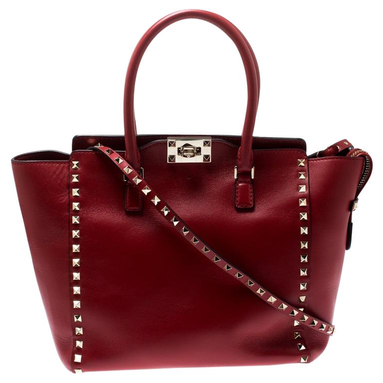 Valentino Rosso V. Leather Rockstud Tote