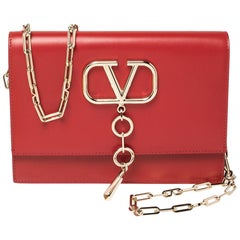 Valentino Rouge Leather Small Vcase Shoulder Bag