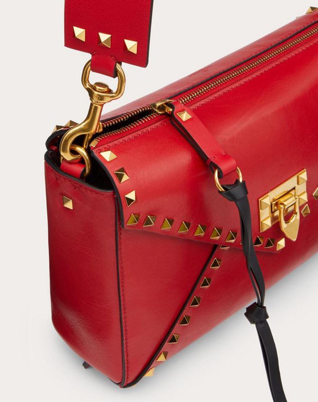 Red Valentino Rouge Pur Smooth Leather Rockstud Hype Shoulder Bag