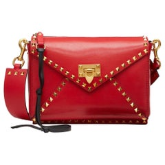 Valentino Rouge Pur Smooth Leather Rockstud Hype Shoulder Bag