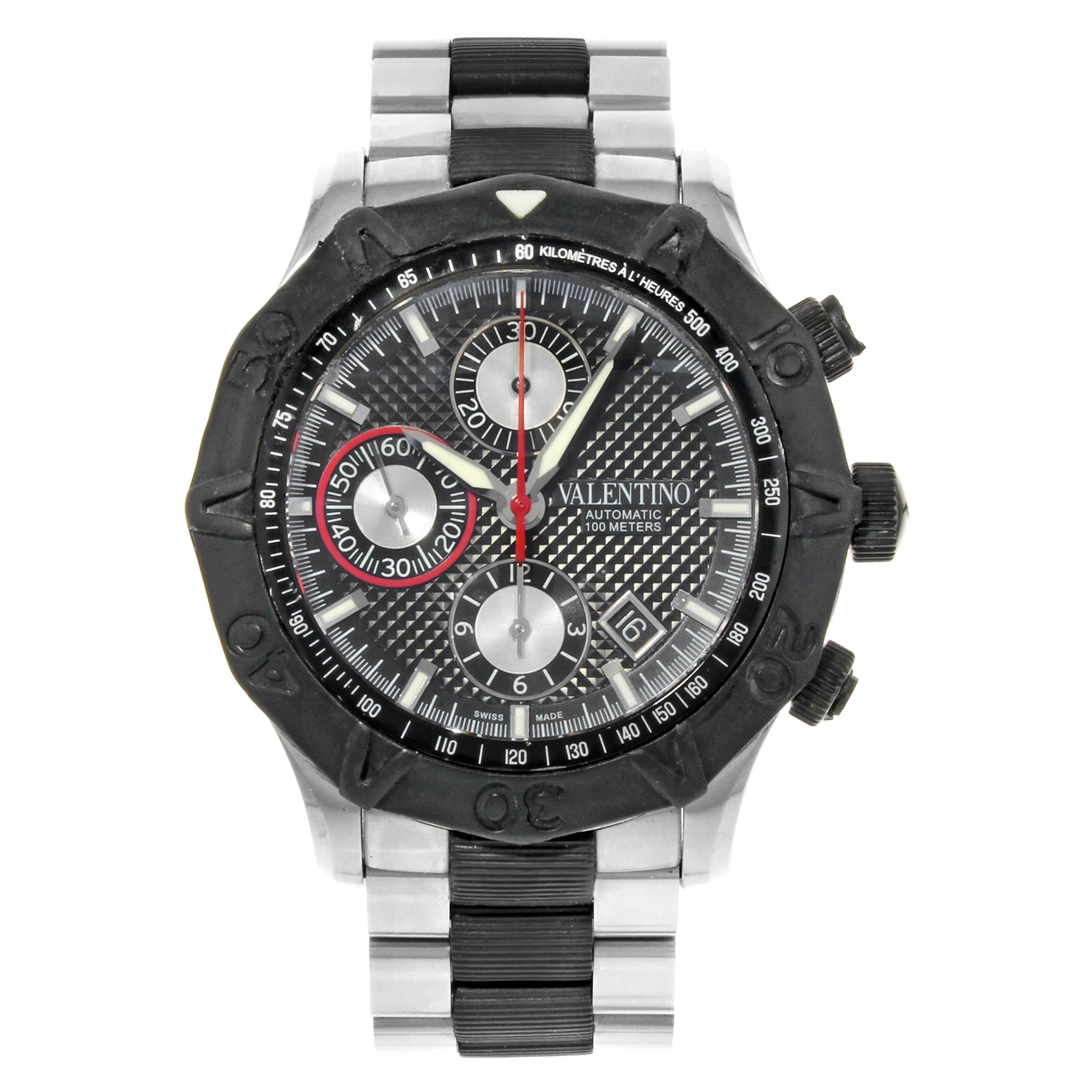 Valentino Rubber Bezel Chrono Black Steel Automatic Men’s Watch V40LCA9R909-S09R