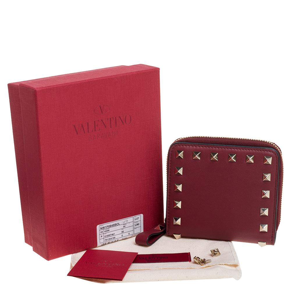 Valentino Rubino Leather Rockstud Zip Around Wallet 5