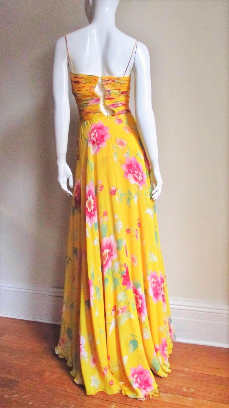  Valentino Ruched Silk Flower Gown 5