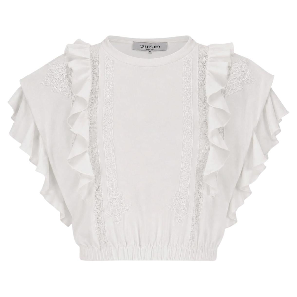 Valentino Ruffled Cotton Cropped Top For Sale