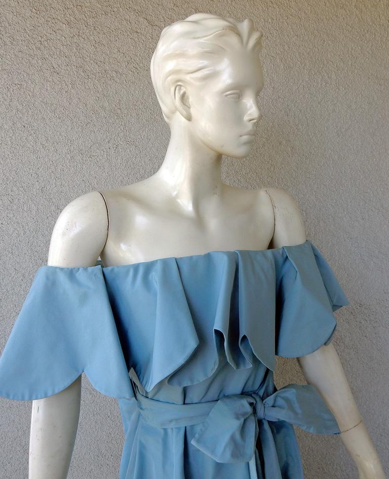 
Valentino cornflower blue elasticized bare shoulders evening dress.   One of the 