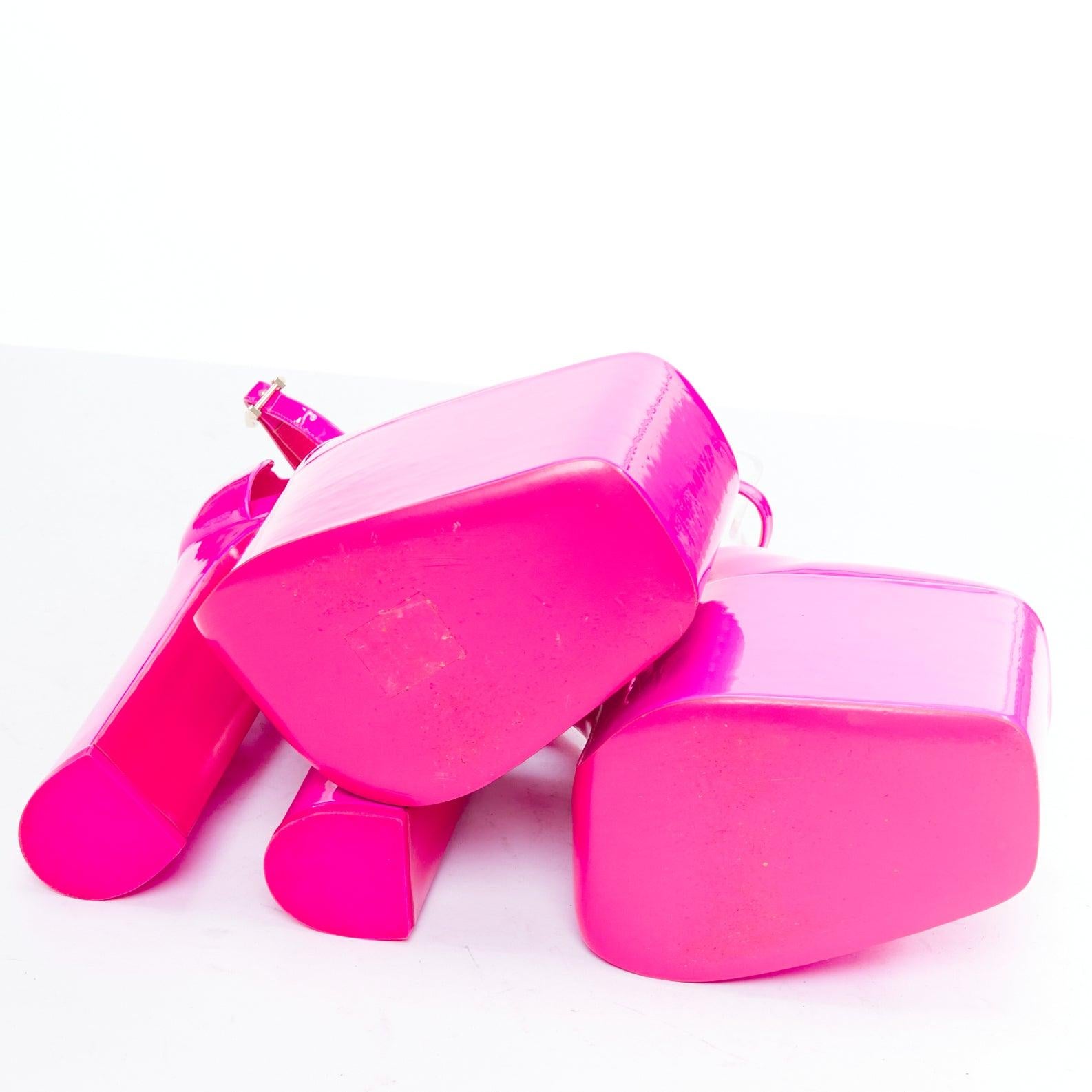 VALENTINO Runway Discobox 180 hot pink patent platform ankle strap heels EU37.5 For Sale 7