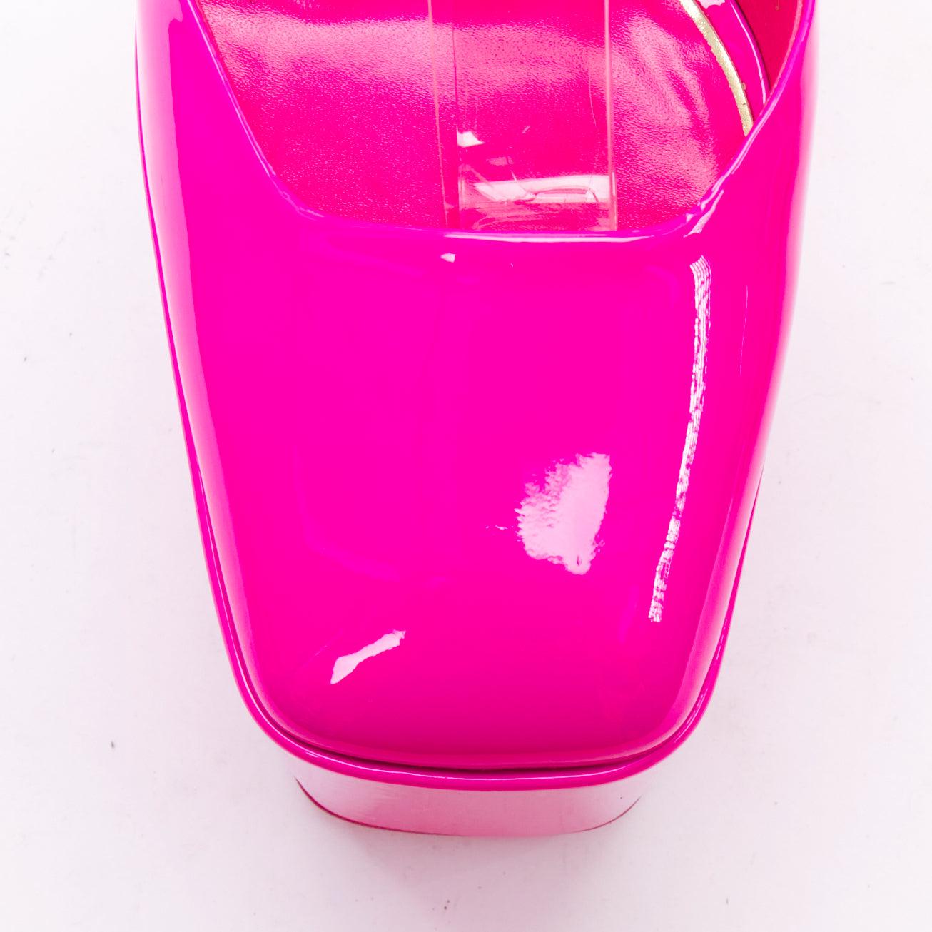 VALENTINO Runway Discobox 180 hot pink patent platform ankle strap heels EU37.5 For Sale 2