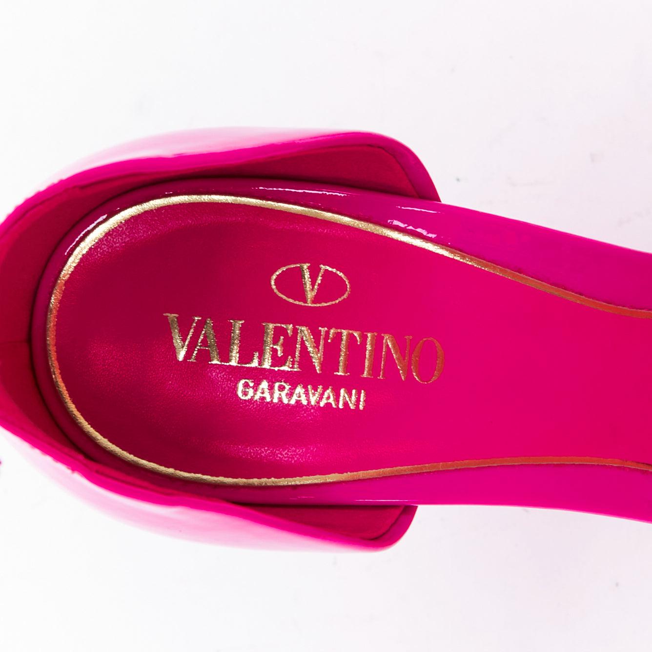 VALENTINO Runway Discobox 180 hot pink patent platform ankle strap heels EU37.5 For Sale 5