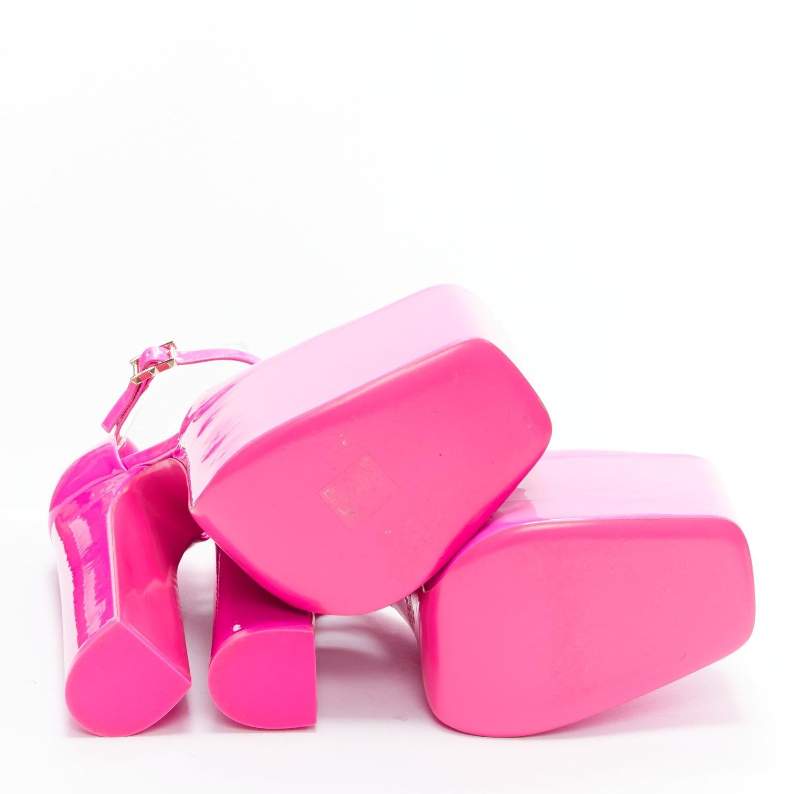 VALENTINO Runway Discobox 180 hot pink patent platform ankle strap heels EU39 For Sale 8