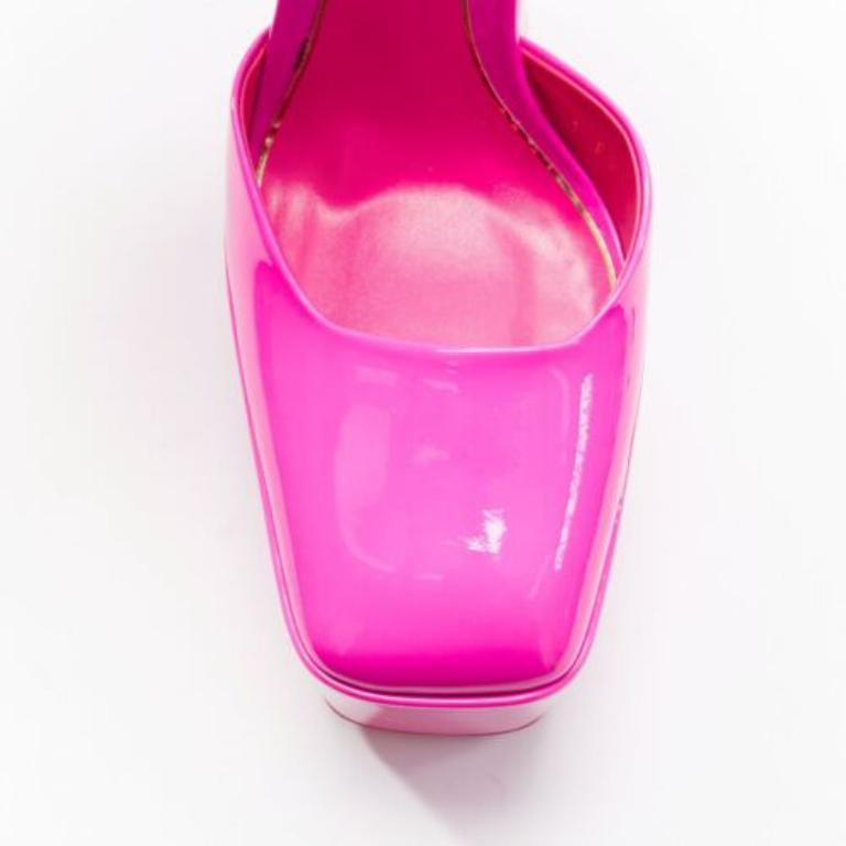 VALENTINO Runway Discobox 180 hot pink patent platform ankle strap heels EU39 For Sale 2