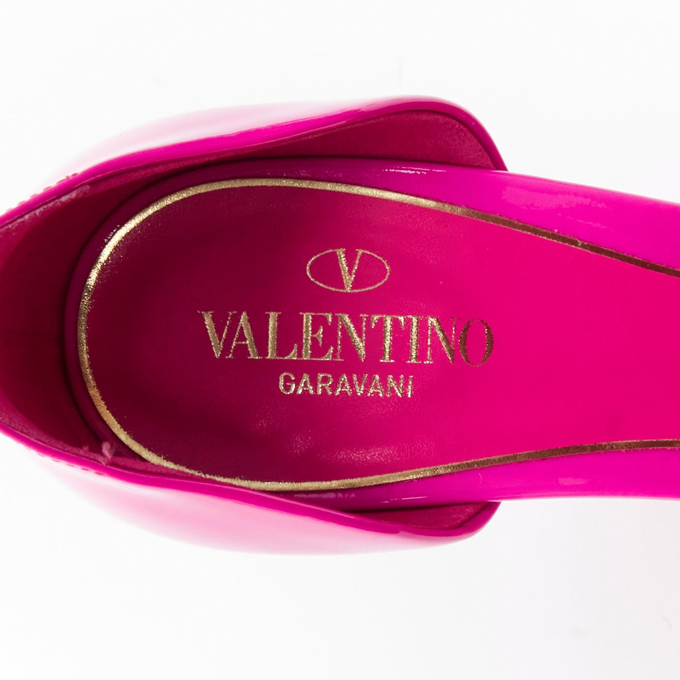 VALENTINO Runway Discobox 180 hot pink patent platform ankle strap heels EU39 For Sale 5