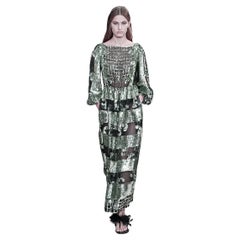 Valentino Runway Emerald Sequin Shimmer Dress Gown   NWT