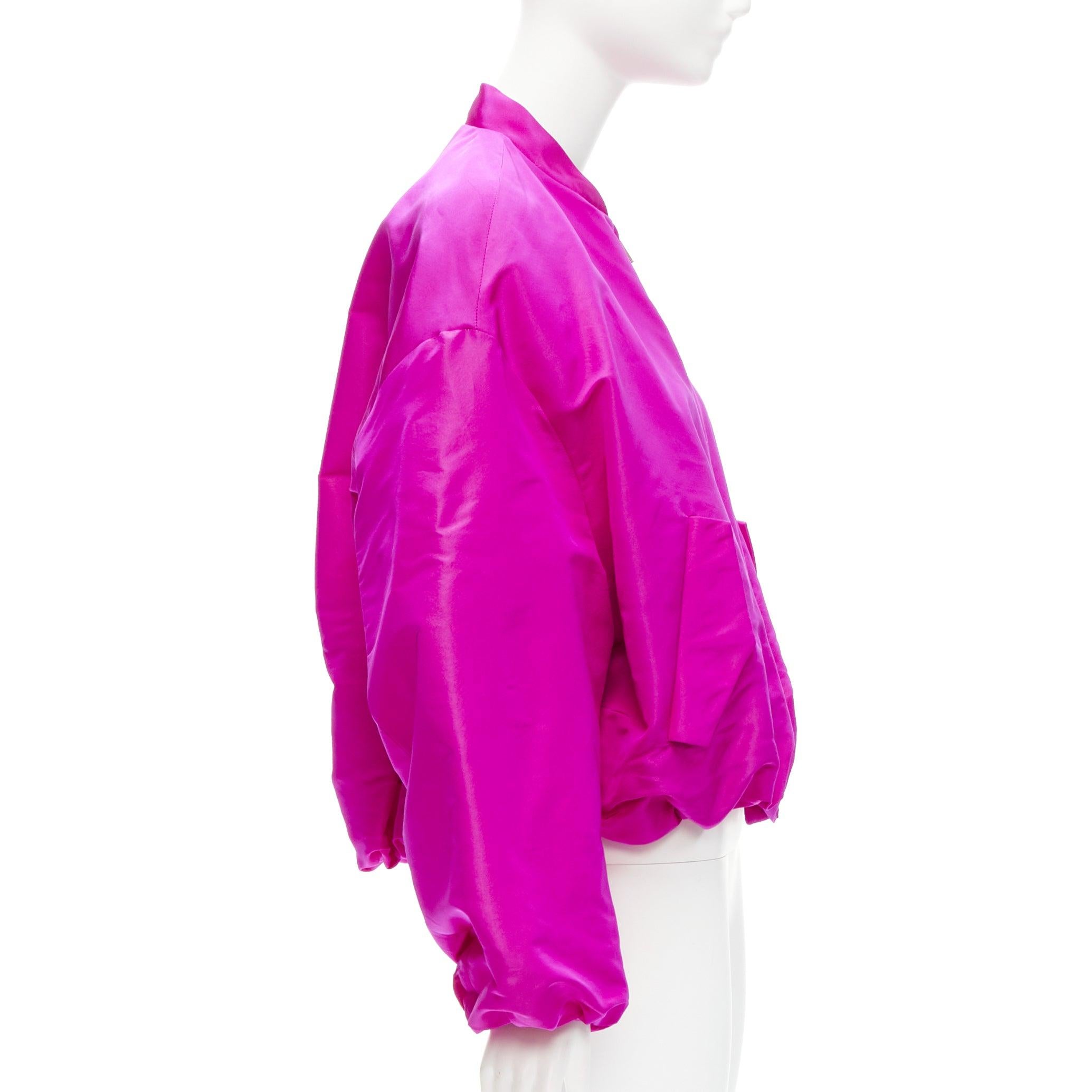Women's VALENTINO Runway PP Pink silk satin cocoon cropped bomber jacket blouson IT38 XS