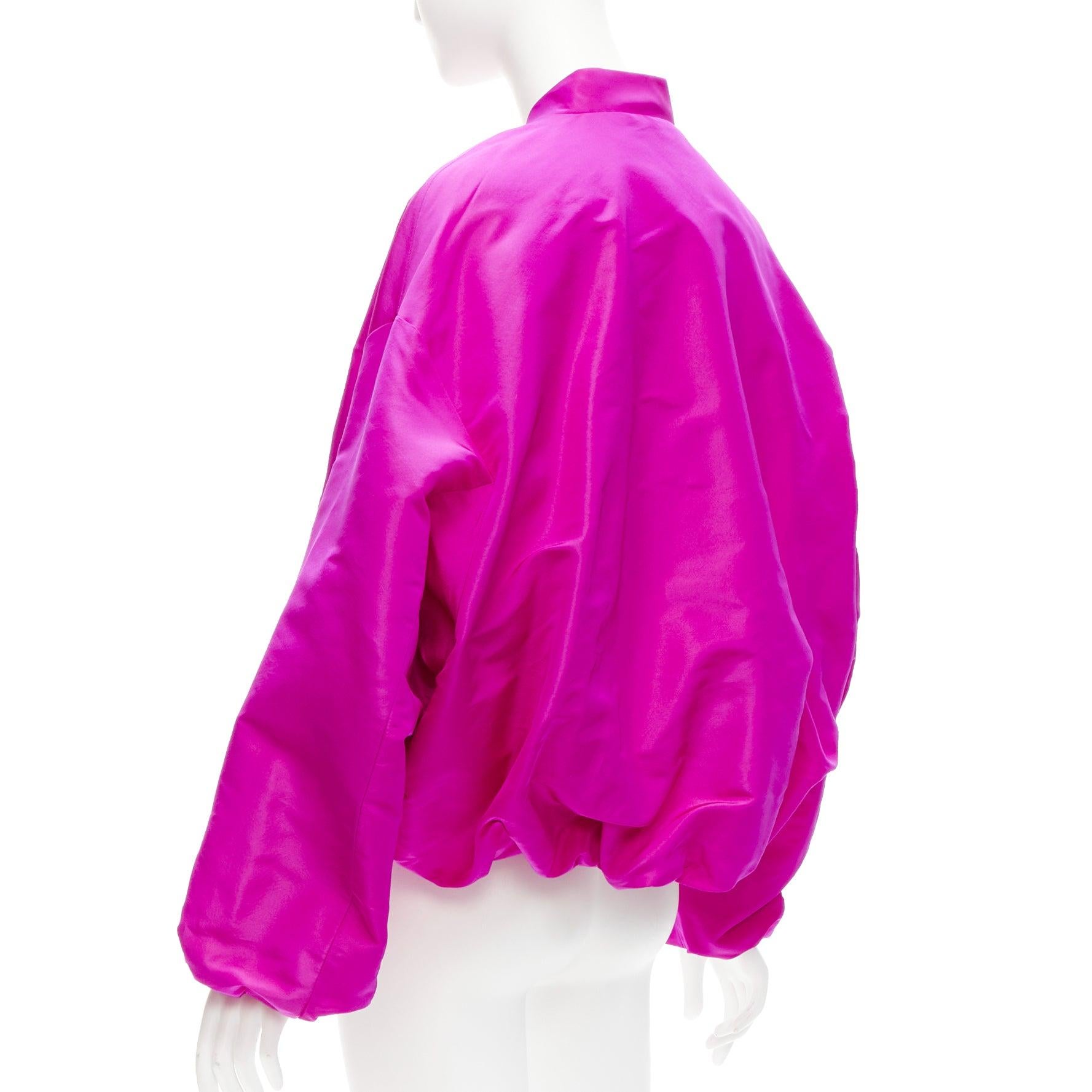 VALENTINO Runway PP Pink silk satin cocoon cropped bomber jacket blouson IT38 XS 2