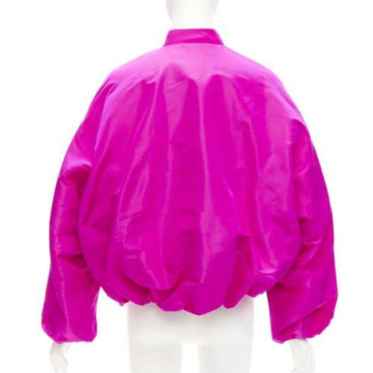 VALENTINO Runway PP Pink silk satin cocoon cropped bomber jacket blouson IT38 XS 2