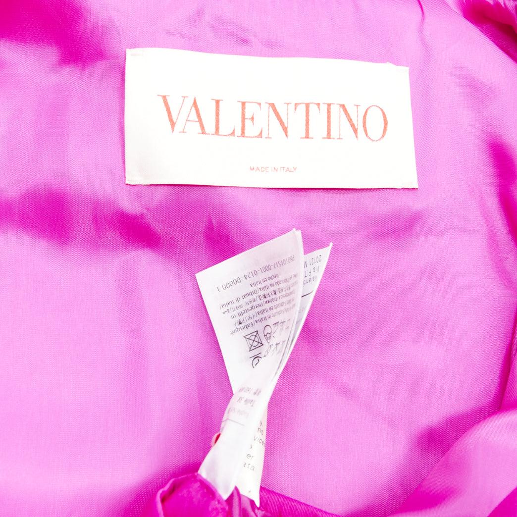 VALENTINO Runway PP Pink silk satin cocoon cropped bomber jacket blouson IT38 XS 5