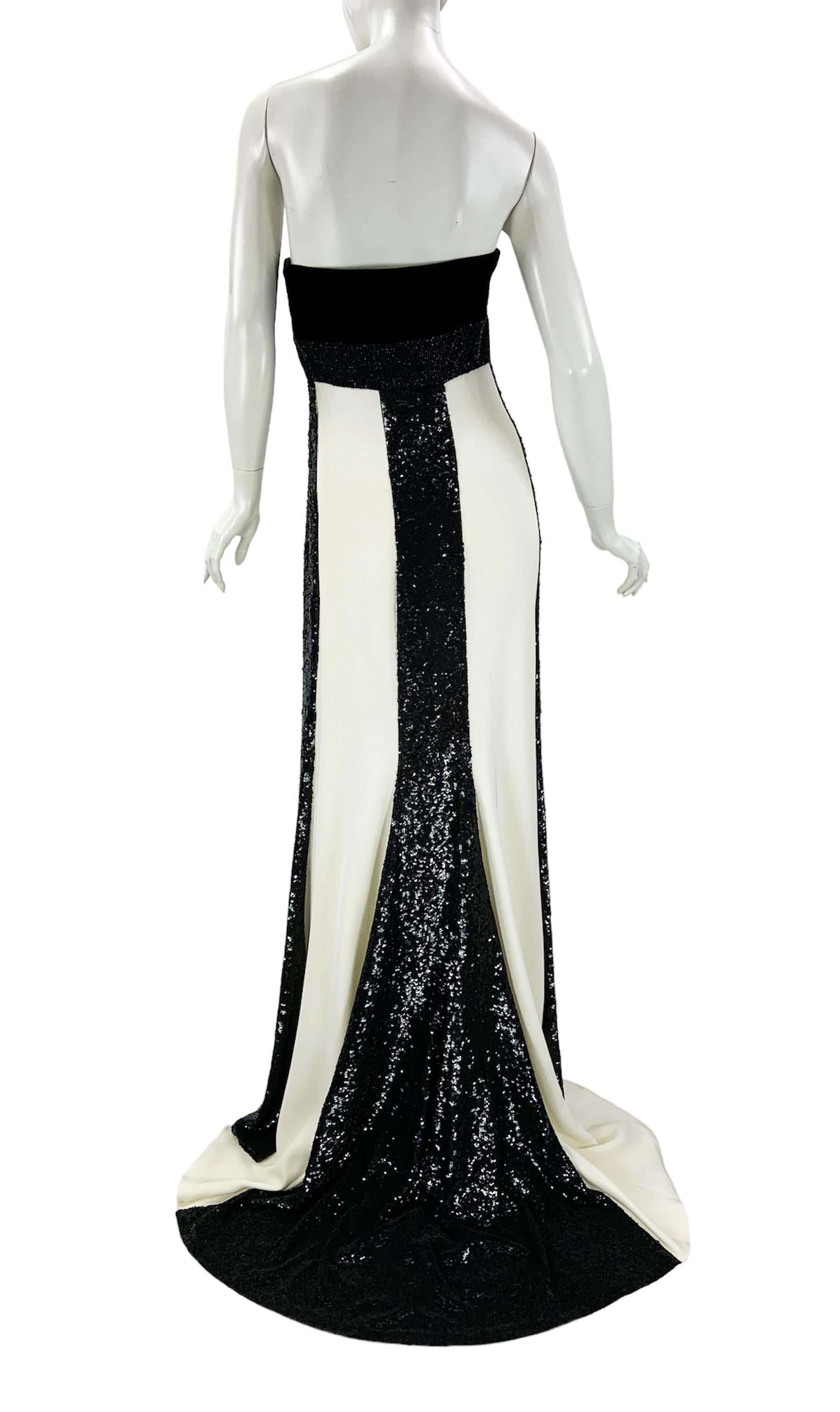 Valentino Runway Red Carpet Black White Bow Accent Embellished Dress Gown US 8 2