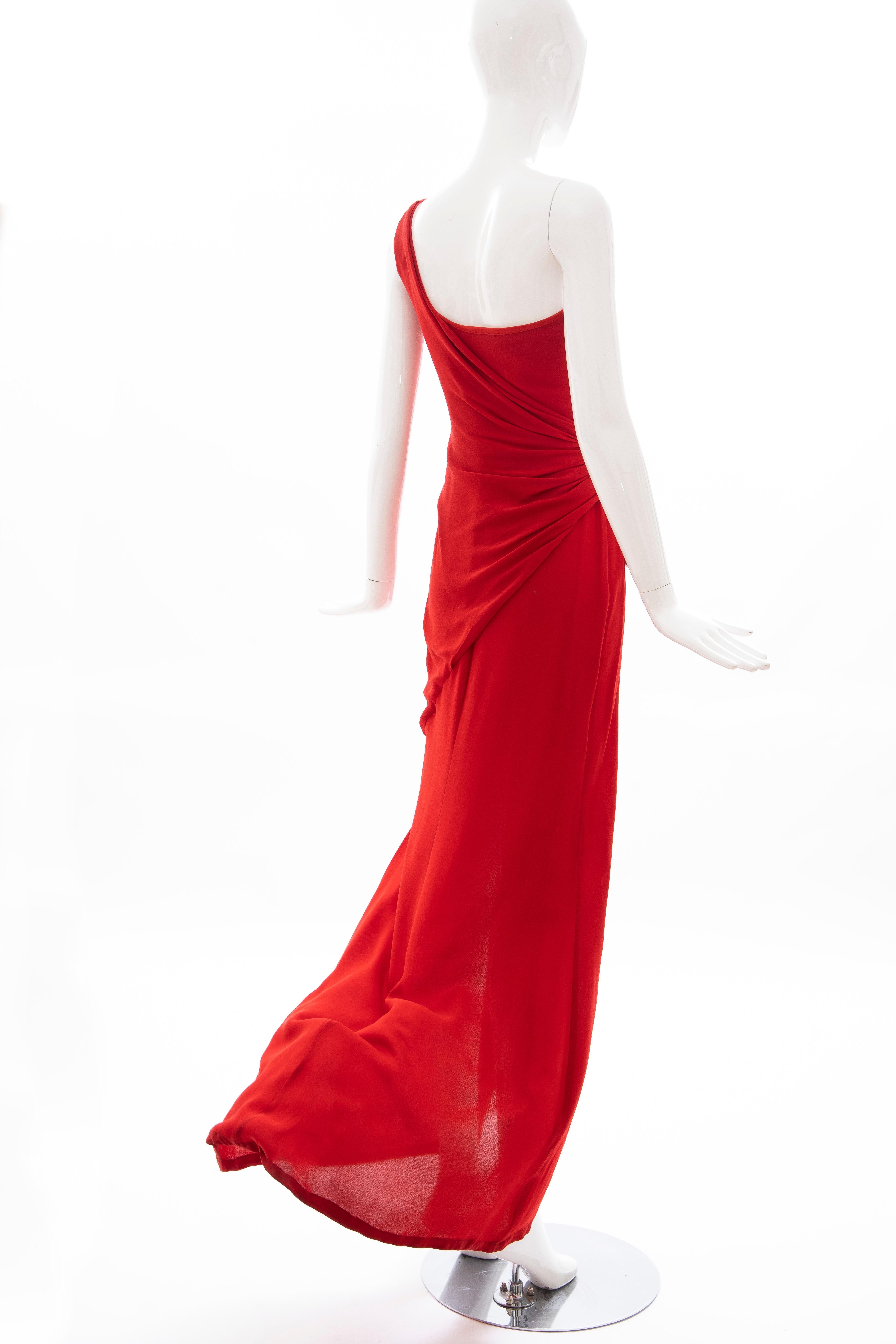 Valentino Runway Red Silk Crepe Evening Dress (Final Collection), Spring 2008 For Sale 3