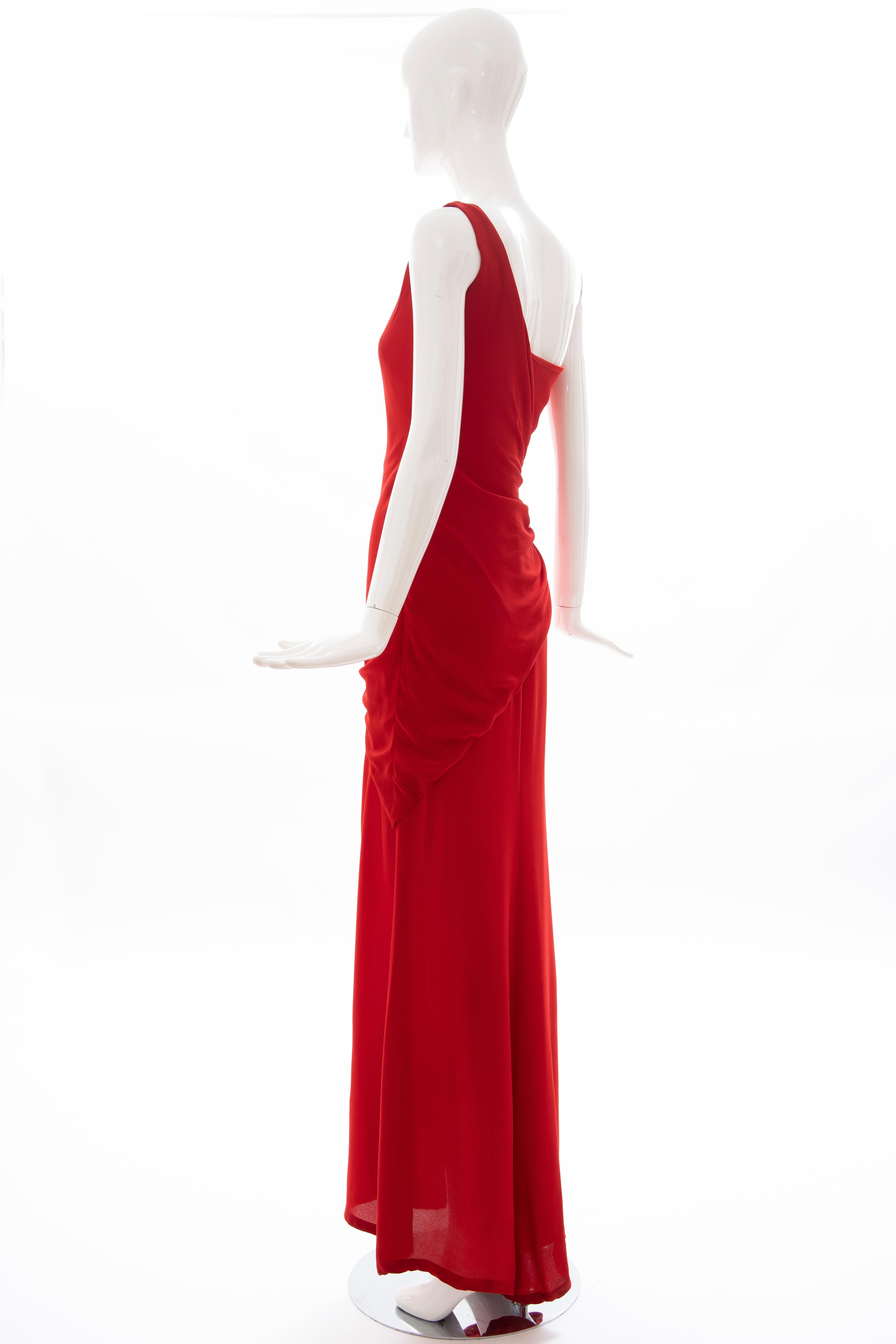 Valentino Runway Red Silk Crepe Evening Dress (Final Collection), Spring 2008 For Sale 6
