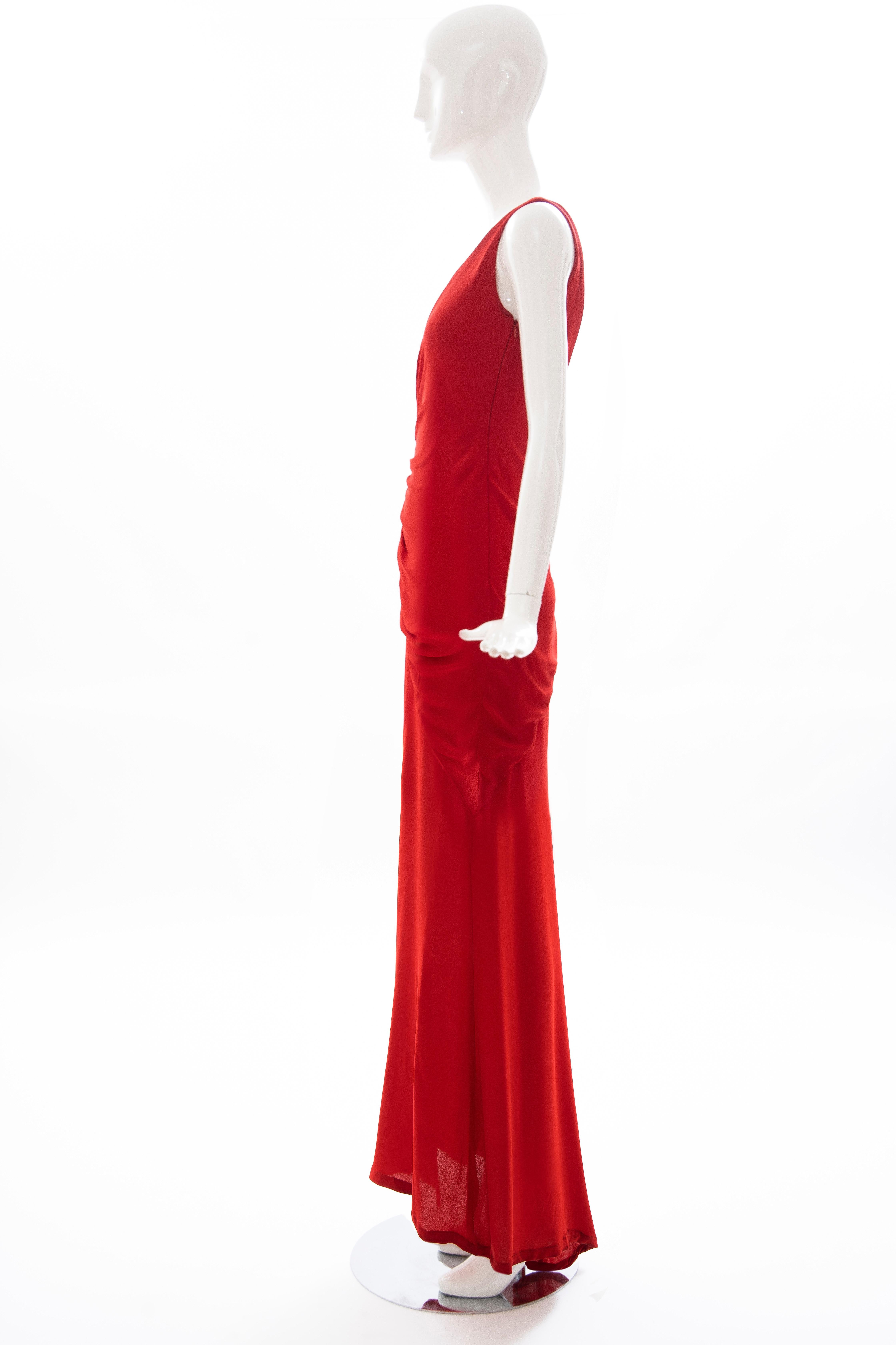 Valentino Runway Red Silk Crepe Evening Dress (Final Collection), Spring 2008 For Sale 7