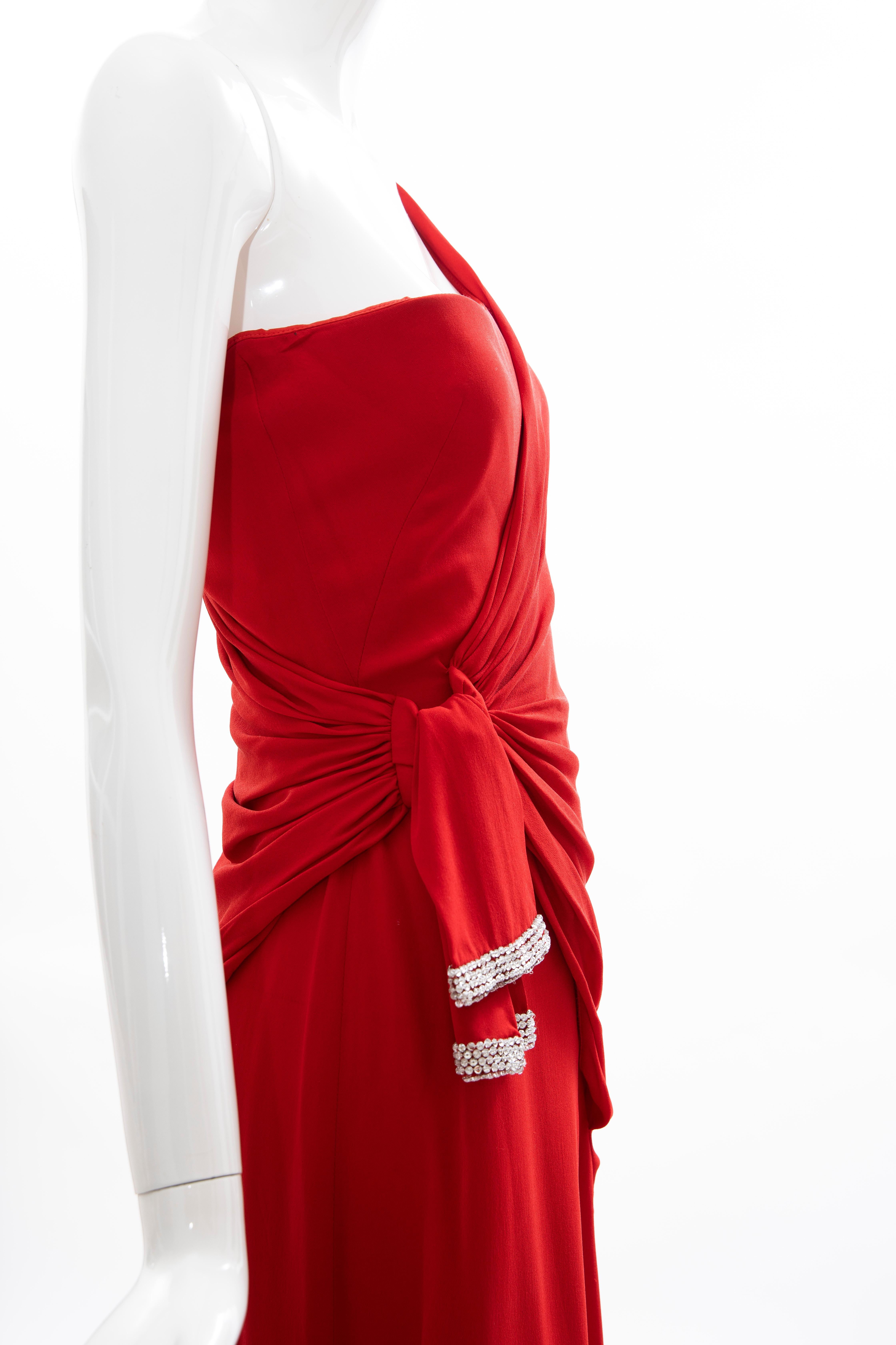 Women's Valentino Runway Red Silk Crepe Evening Dress (Final Collection), Spring 2008 For Sale