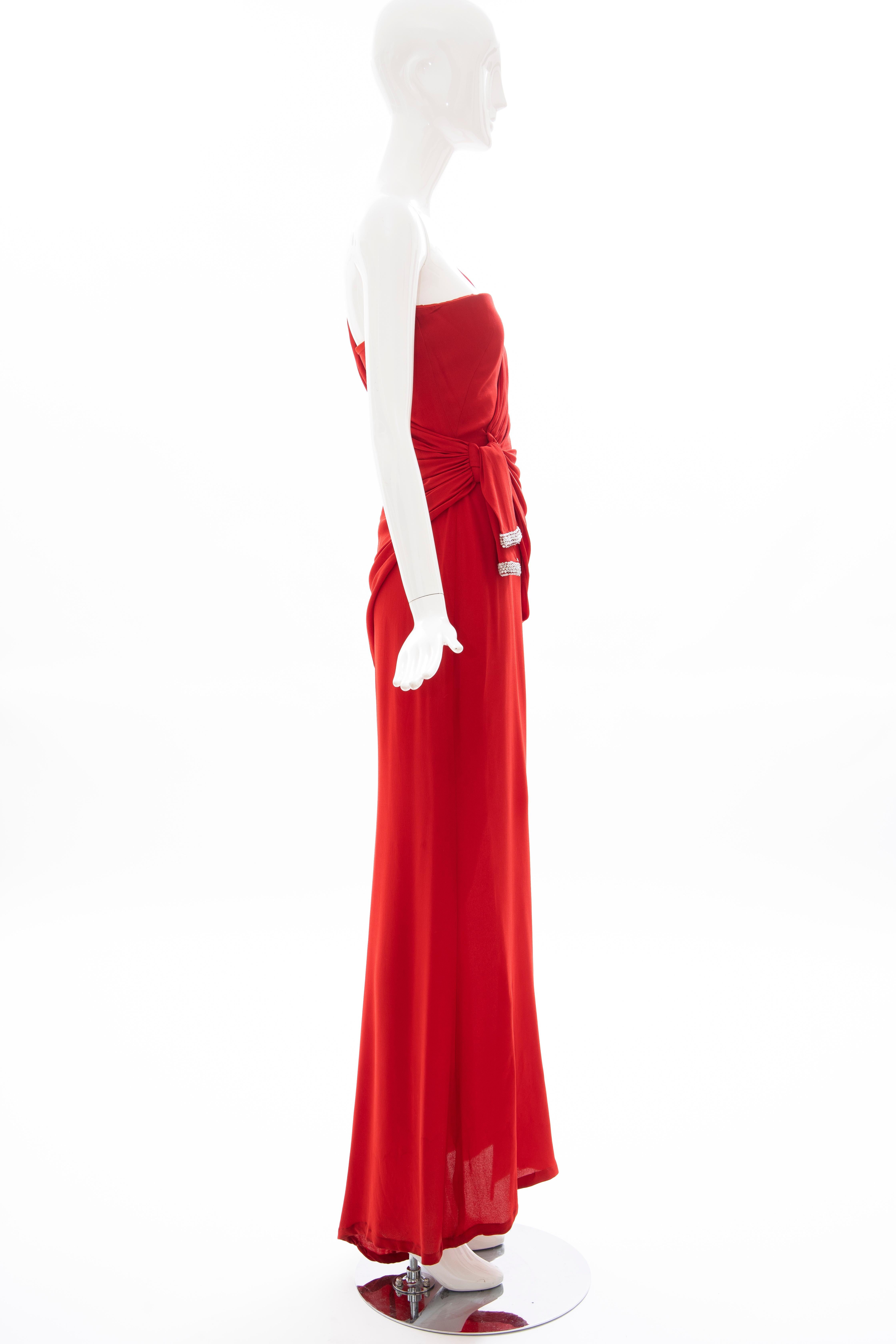 Valentino Runway Red Silk Crepe Evening Dress (Final Collection), Spring 2008 For Sale 1