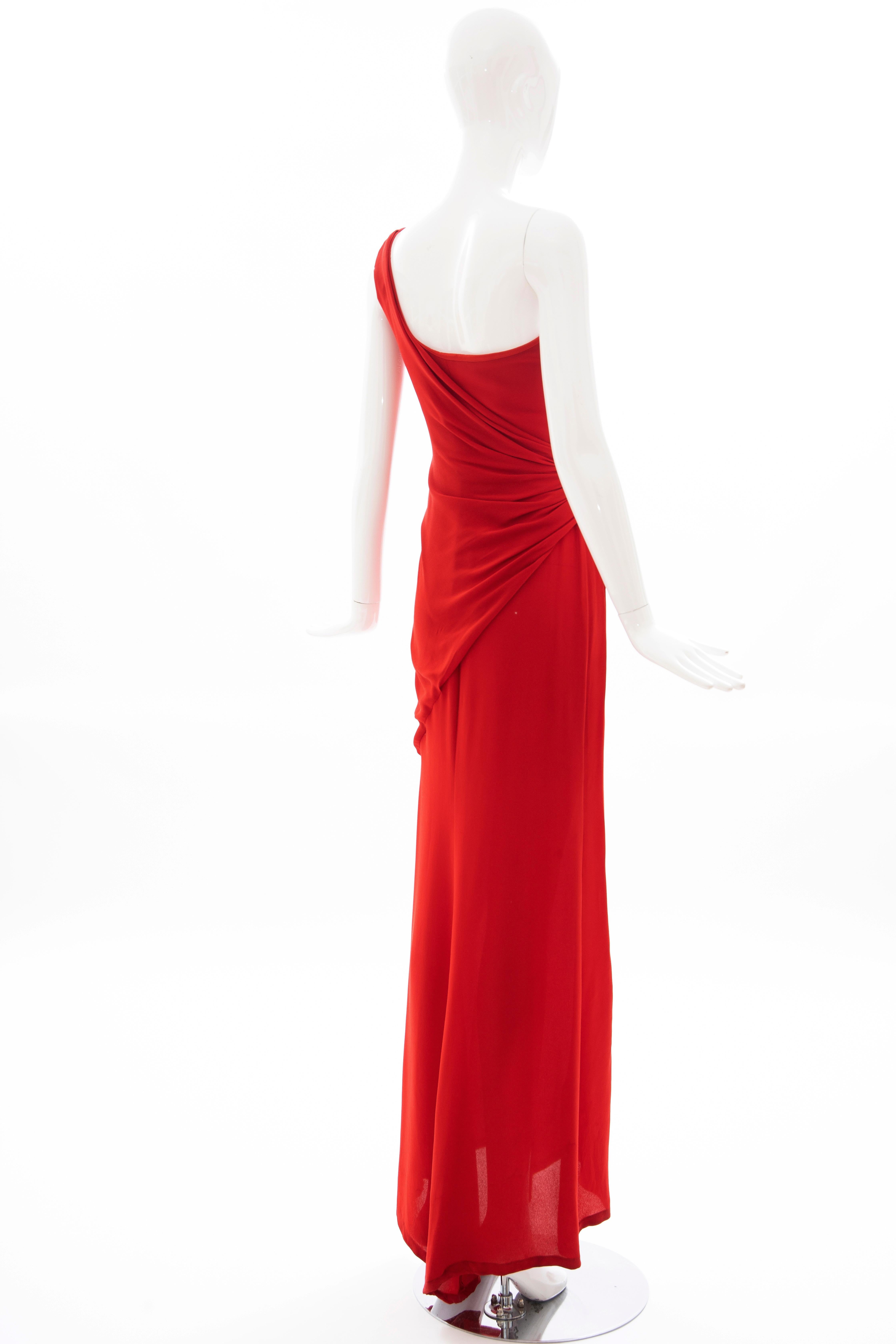 Valentino Runway Red Silk Crepe Evening Dress (Final Collection), Spring 2008 For Sale 2