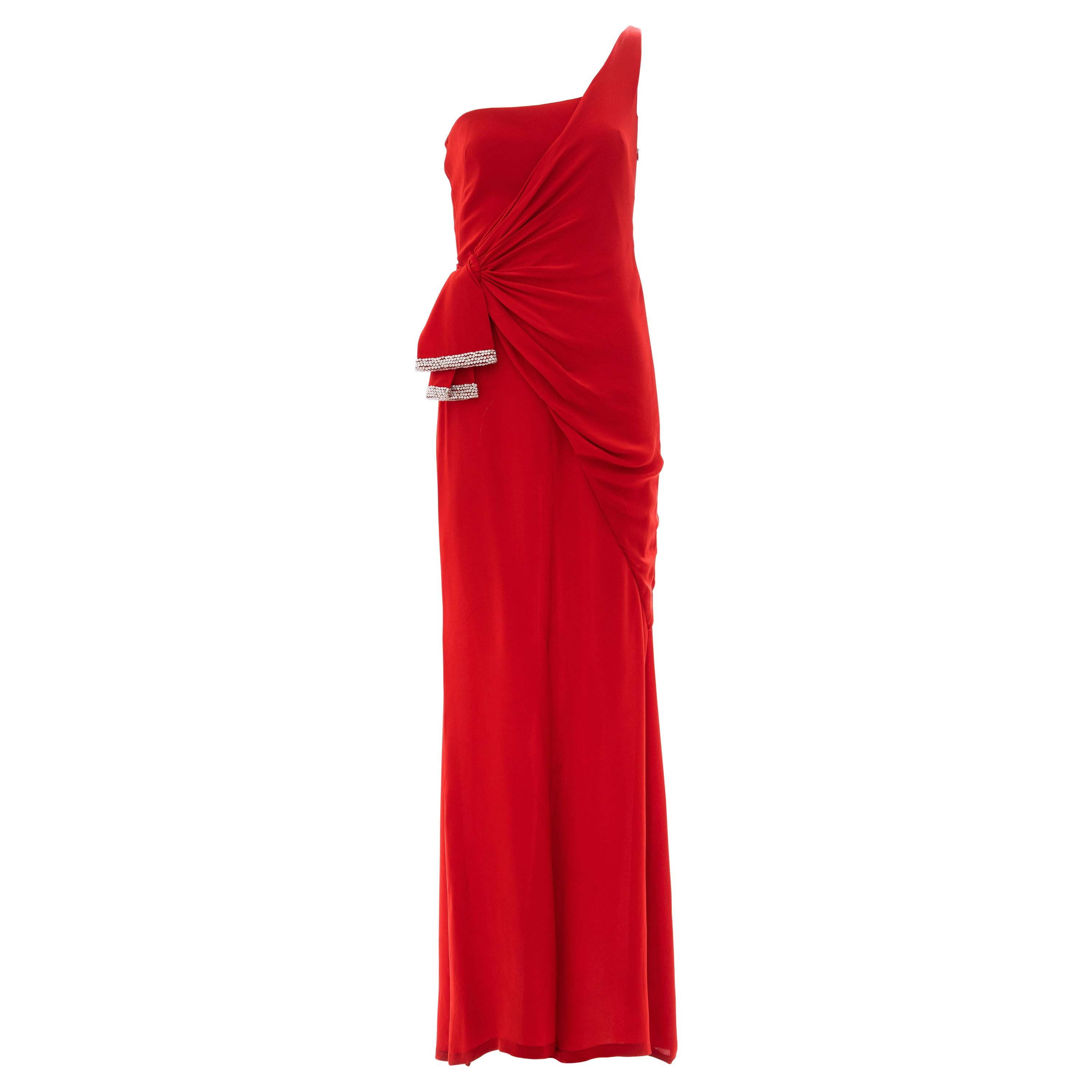 Valentino Runway Red Silk Crepe Evening Dress (Final Collection), Spring 2008 For Sale