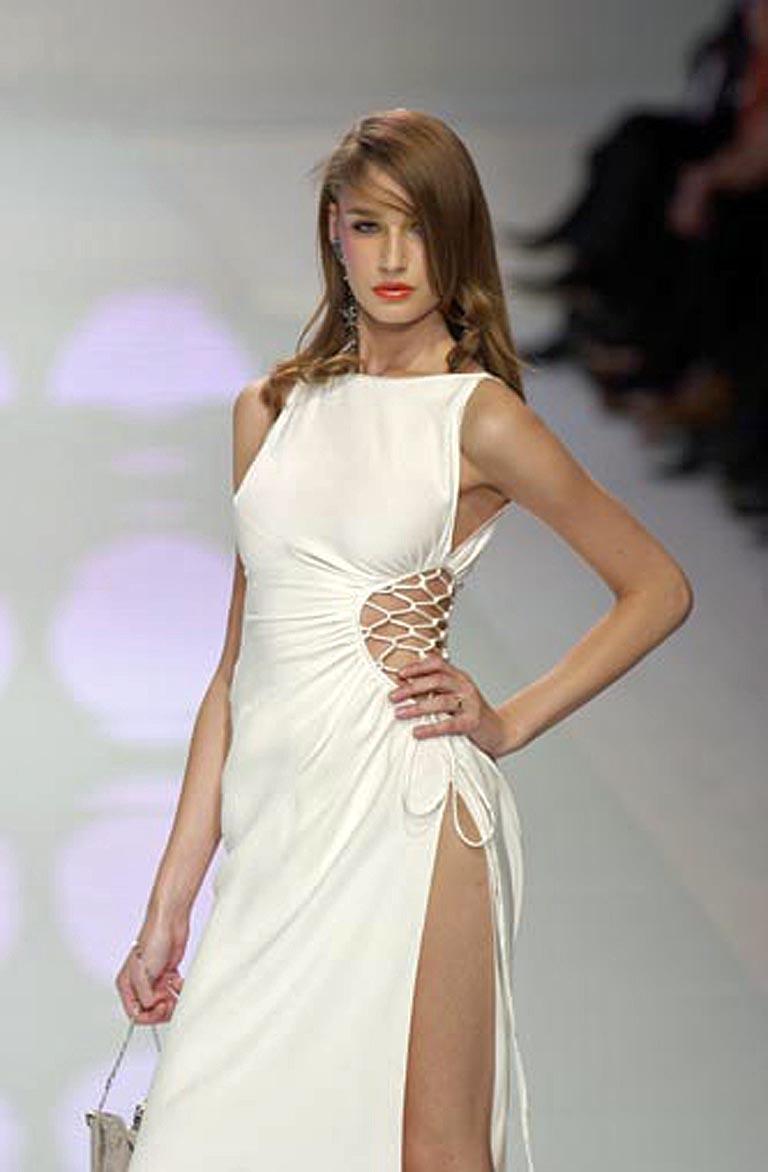 white runway dress