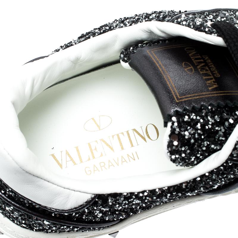 Women's Valentino Rutenio/Bianco Glitter Flycrew Lace Up Sneakers Size 37