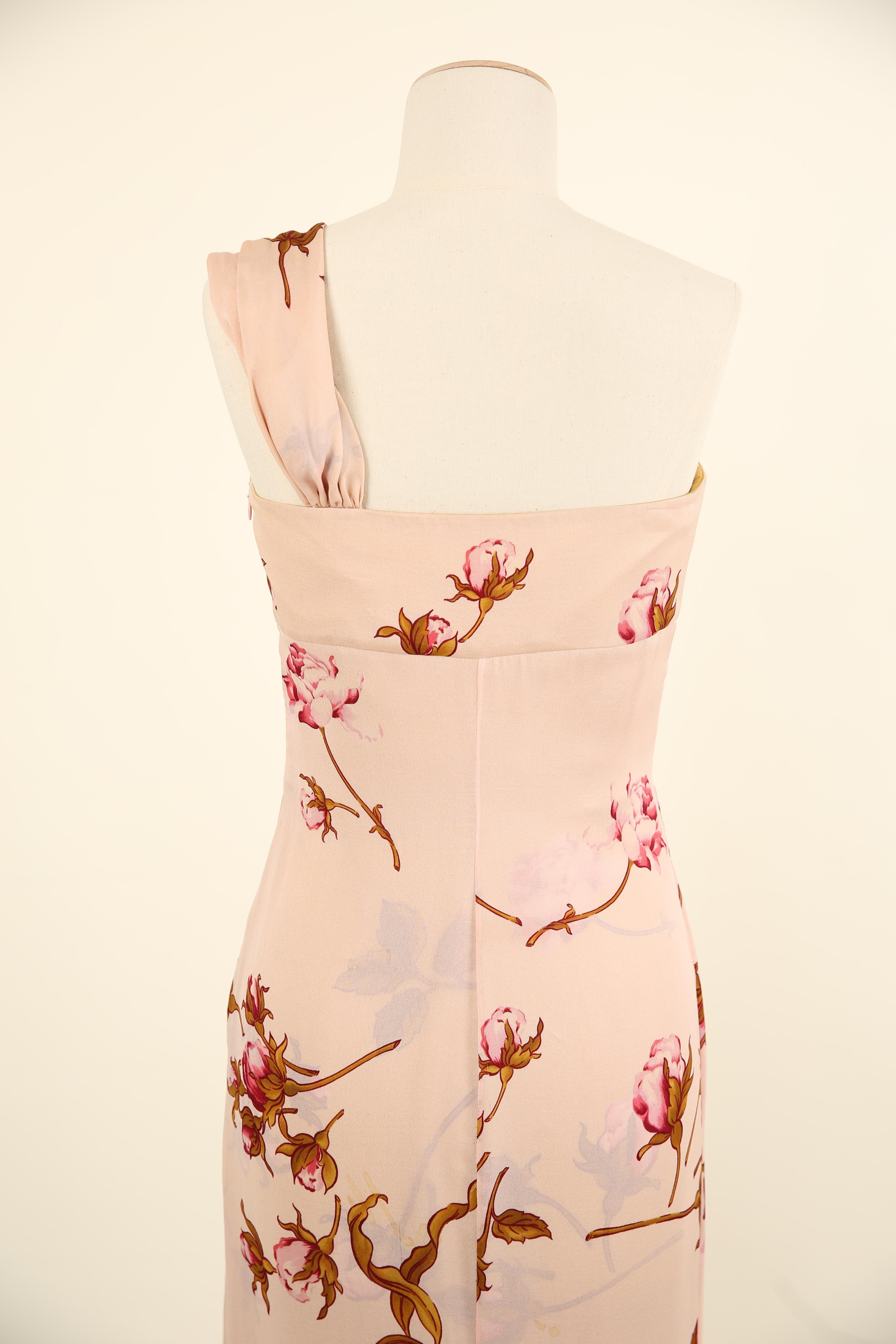 Valentino S/S 06 rosa-gelb-rosa Blumendruck eine Schulter Kleid Zug Kleid im Angebot 8