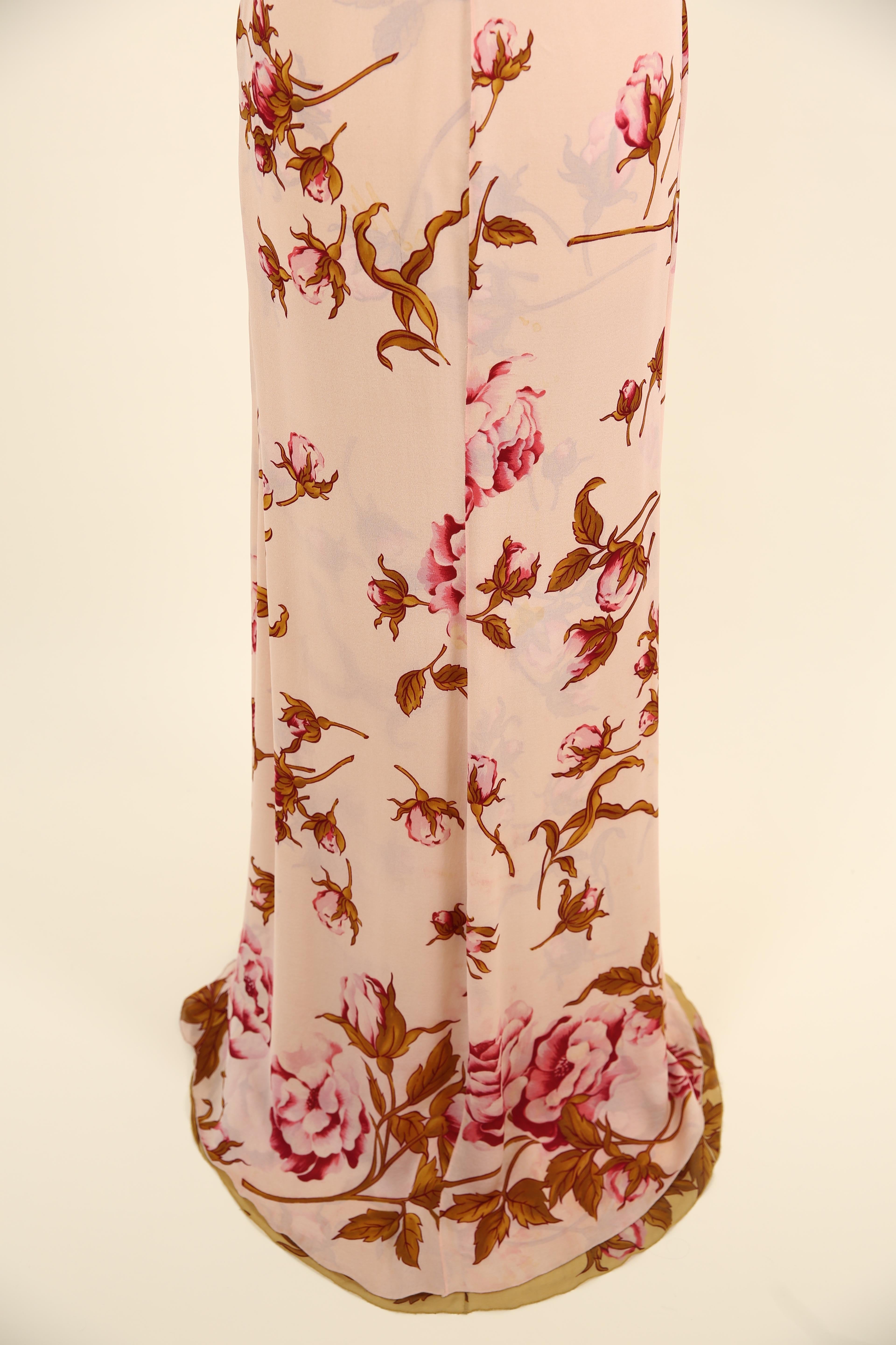Valentino S/S 06 rosa-gelb-rosa Blumendruck eine Schulter Kleid Zug Kleid im Angebot 9
