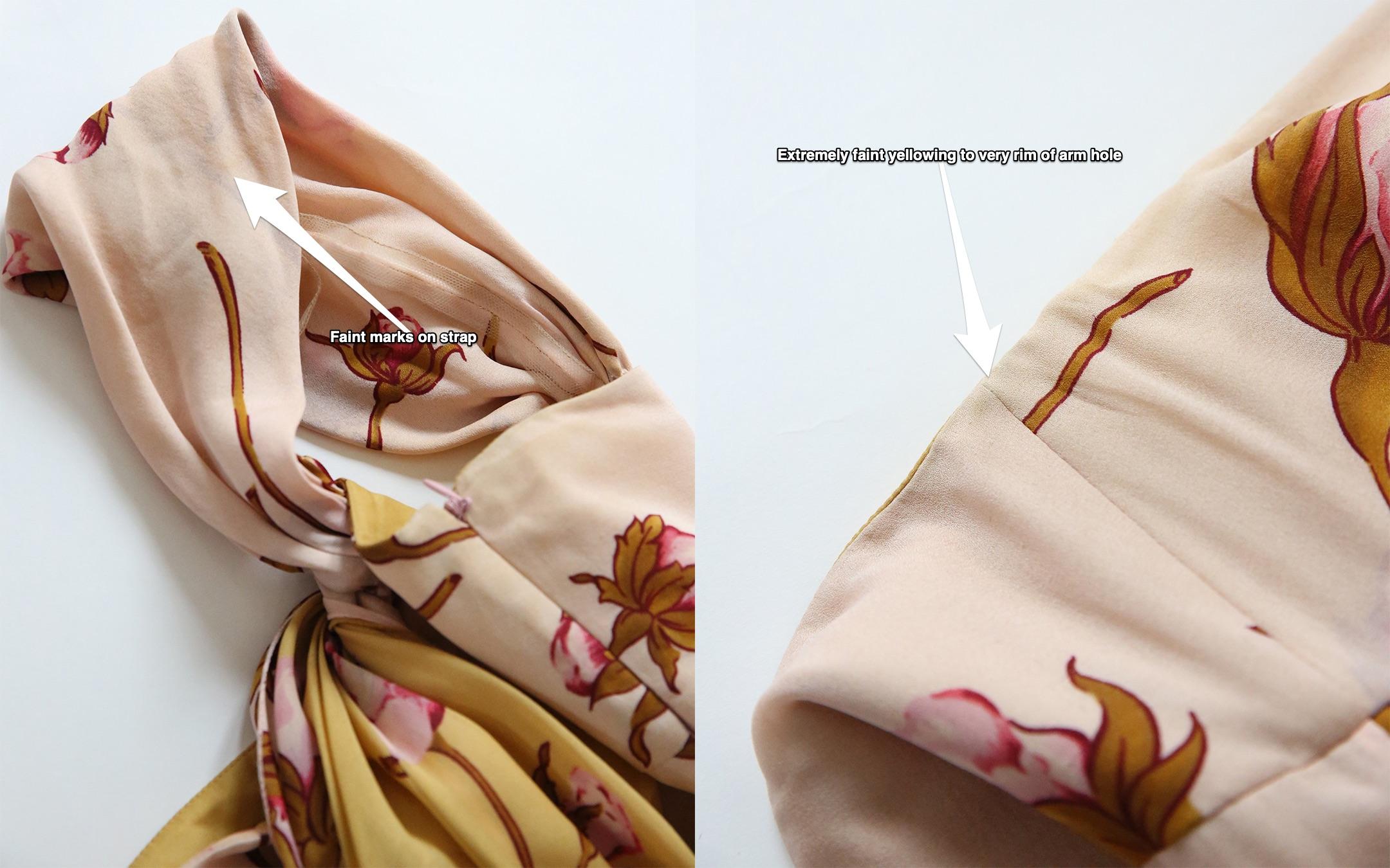Valentino S/S 06 rosa-gelb-rosa Blumendruck eine Schulter Kleid Zug Kleid im Angebot 11