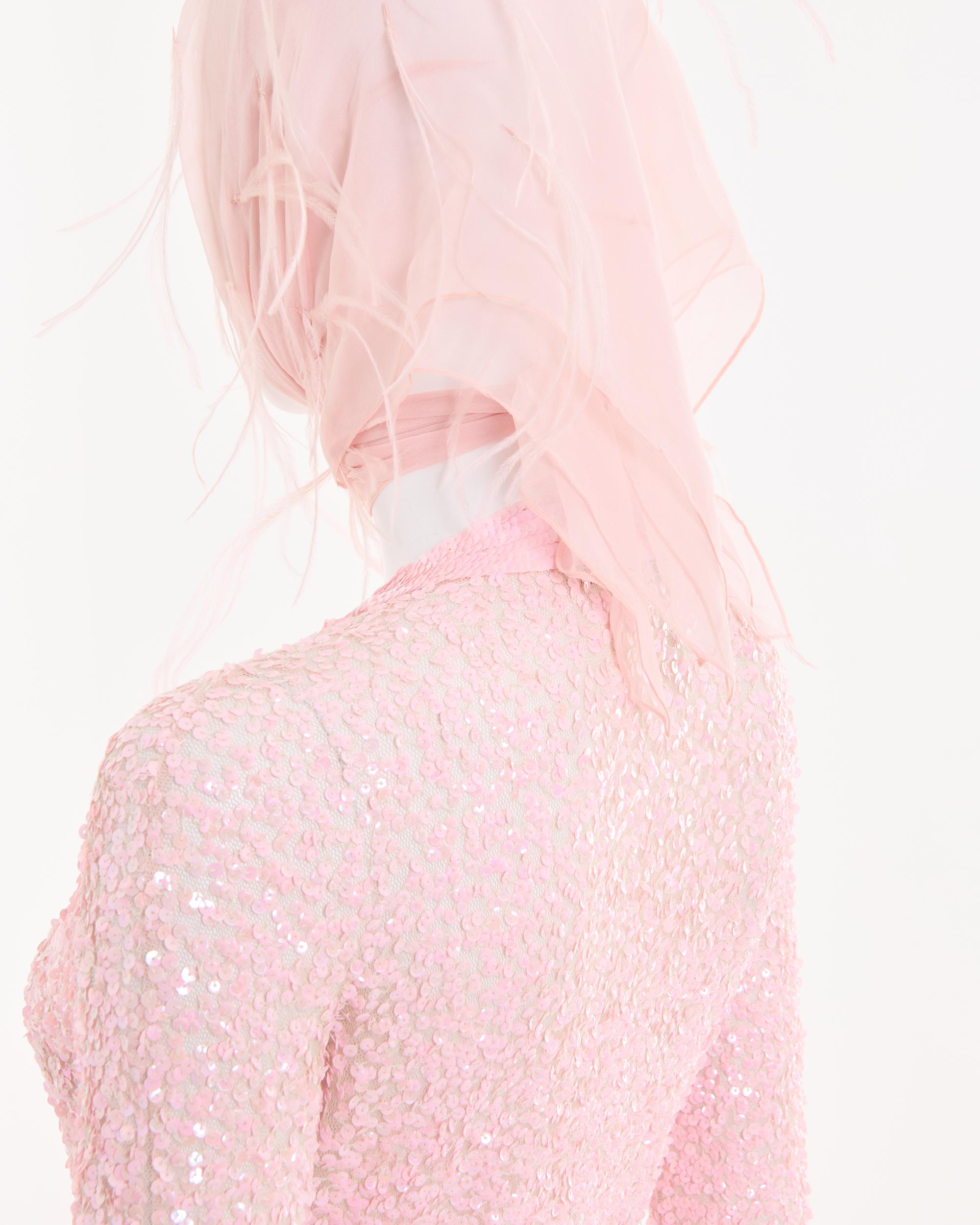Valentino S/S 1995 Pink sequined four pieces set For Sale 10