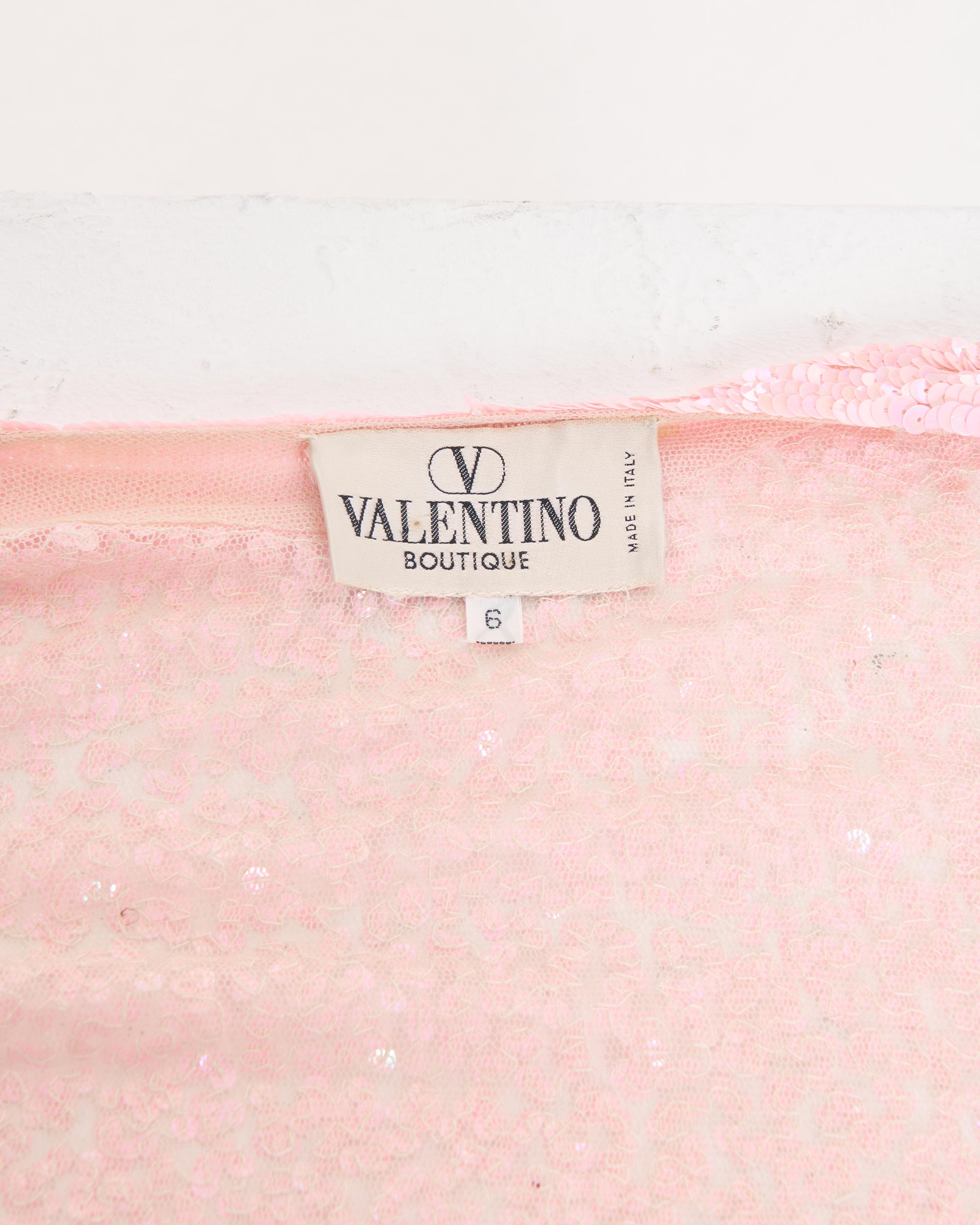 Valentino S/S 1995 Ensemble quatre pièces pailleté rose  en vente 12