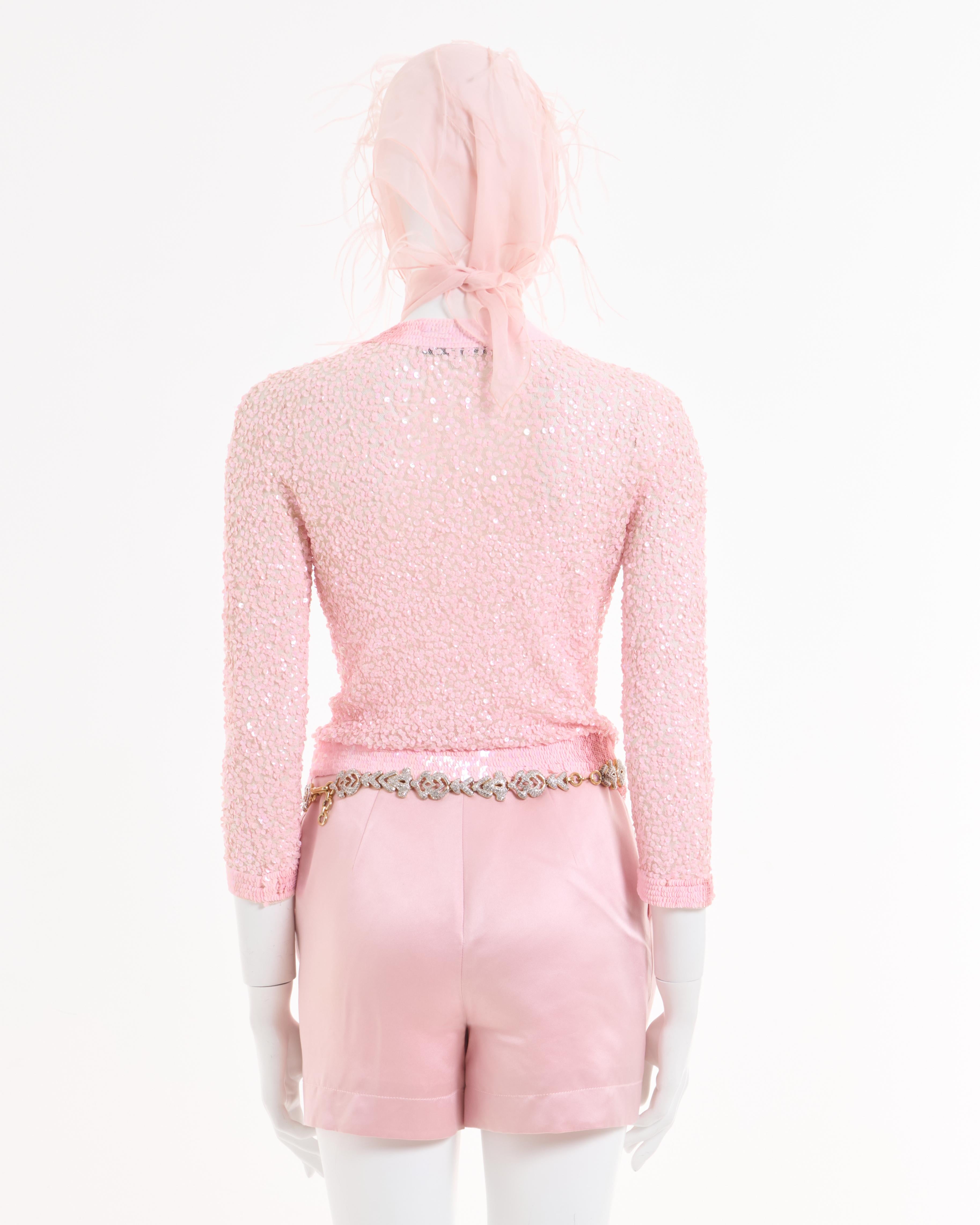 Valentino S/S 1995 Pink sequined four pieces set  For Sale 1