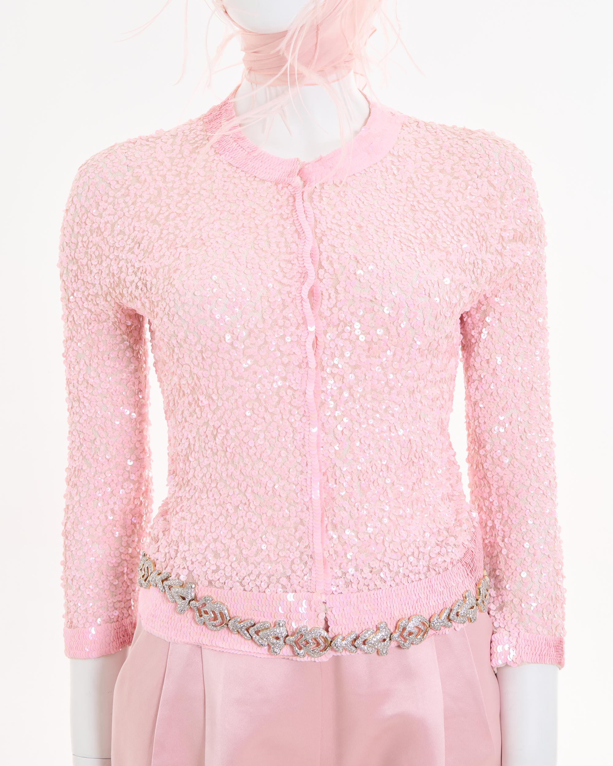 Valentino S/S 1995 Pink sequined four pieces set  For Sale 3