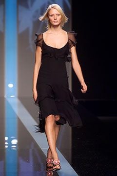 Valentino S/S 2003 Brown Knit Ruffle-Trim Crystal-Embellished Top