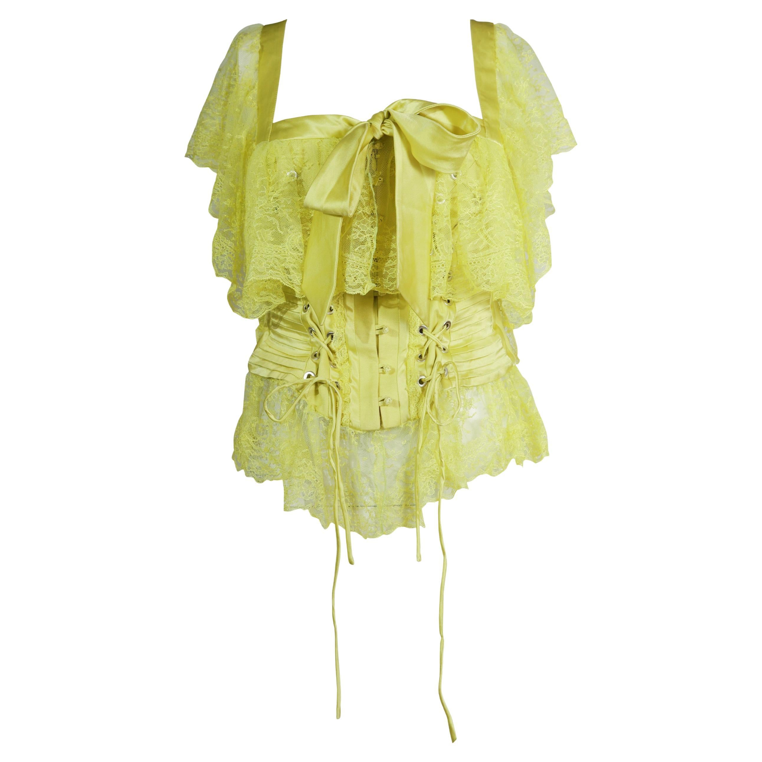 VALENTINO S/s 2004 Corsé Verde Claro Visto En La Pasarela en venta