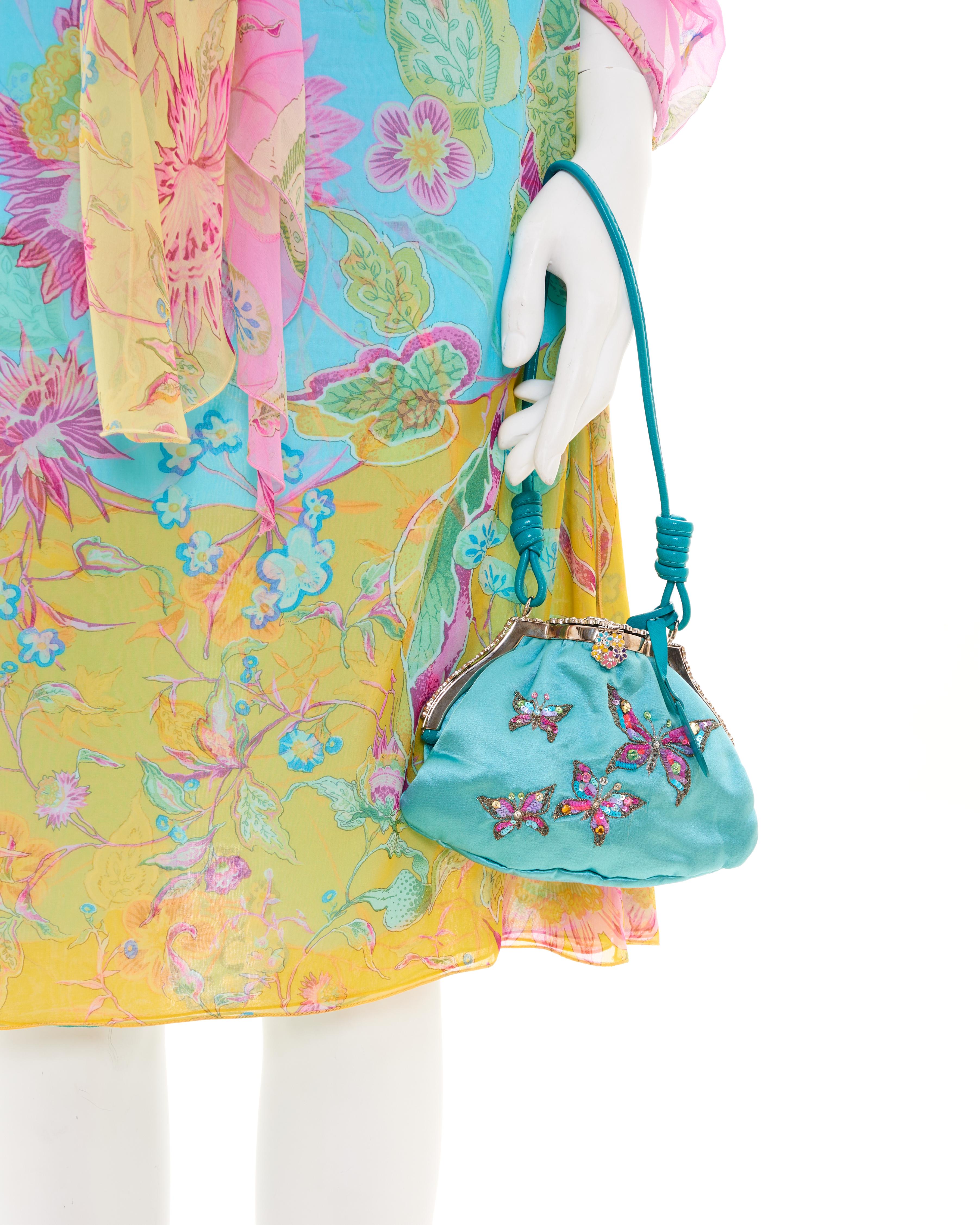 Valentino S/S 2004 Multicolor Floral silk skirt set For Sale 8