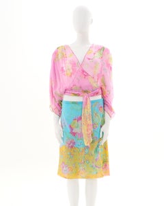 Valentino S/S 2004 Multicolor Floral silk skirt set