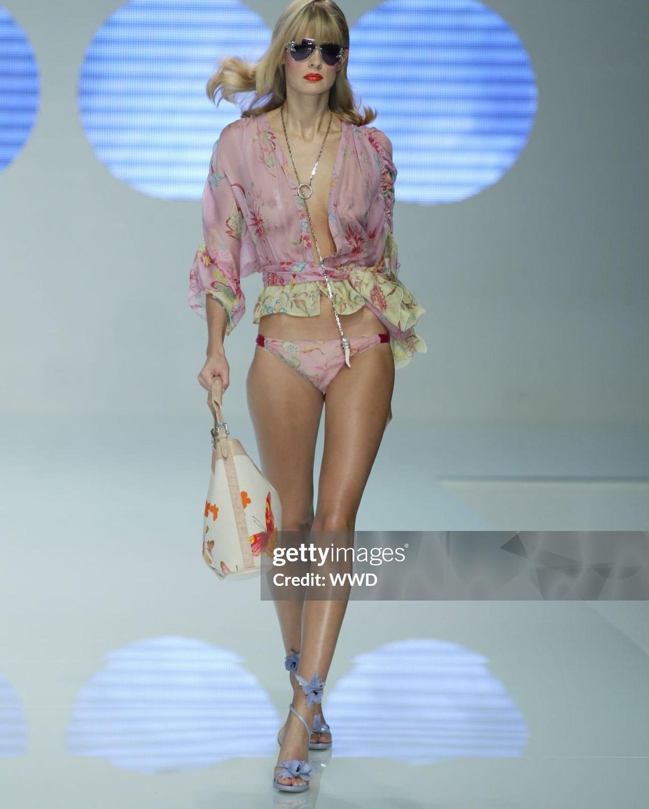 Valentino S/S 2004 Multicolor Floral silk skirt set For Sale 1