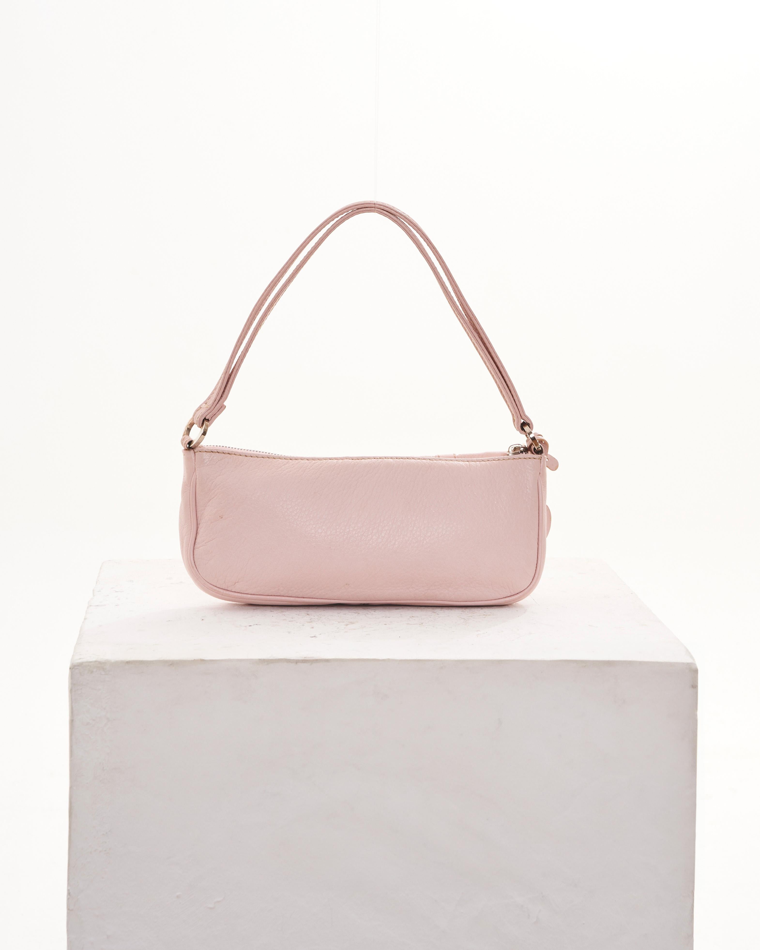 Valentino S/S 2004 Pink lambskin handbag with rhinestone butterfly For Sale 1