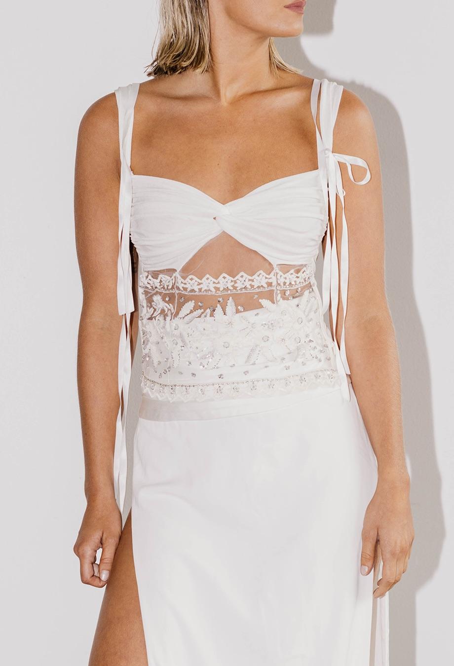 Valentino S/S 2004 Runway Off White Sequin Top 1